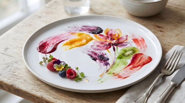 Porcelain plate with edible brus&hellip;