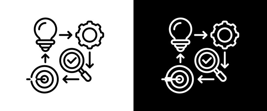 Pdca white and black icon set design
