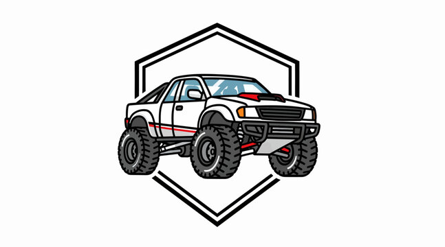 Off-road Truck Emblem - Custom Modified Adventure Vehicle Illustration