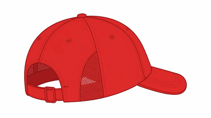 Fototapeta premium Red Baseball Cap Back View Isolated.