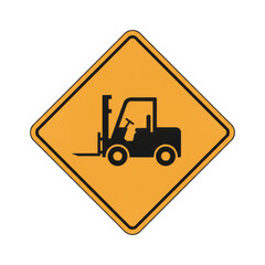 Naklejka premium Forklift warning sign on yellow diamond road sign