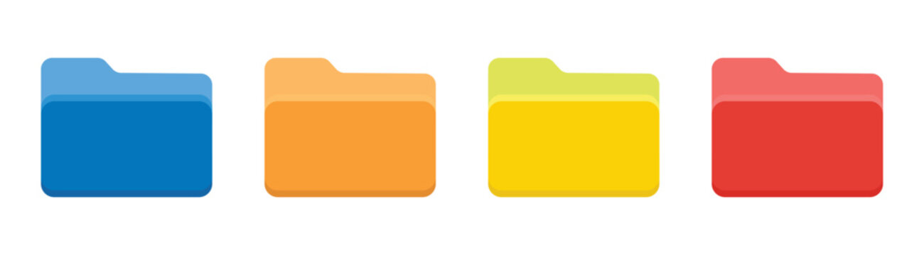 File folders icons. Documents for computer. File folders with data in flat style. white background. Folder with document flat vector element. Vector illustration.