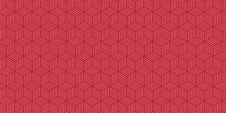 Futuristic minimal honeycomb mosaic red background. Modern hexagon seamless vector pattern. Seamless pattern with hexagon fabric geometric pattern. Abstract ornament diamond tile