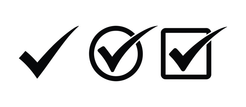Check Mark Icon Set with Approval Tick Symbols for Website, Mobile App and User Interface Design
