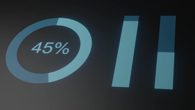 Circular progress percentage loading bar animation perspective camera pan