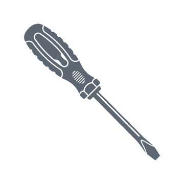 Simple Flat Design Icon of a Screwdriver Tool.