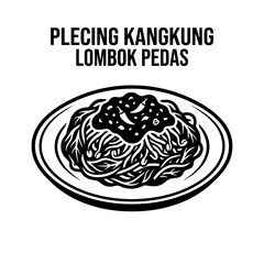 Obraz premium Plating Kangkung Lombok Pedas Spicy Indonesian Dish.