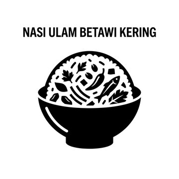Traditional Nasi Ulam Betawi Kering Dish Illustration.