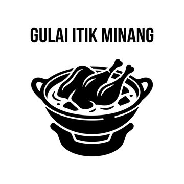 Gulai Itik Minang Traditional Duck Dish Illustration.