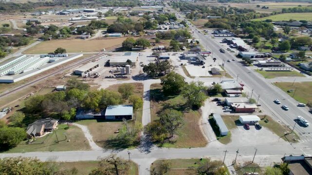 aerial rotational view of the town of Boyd, Texas