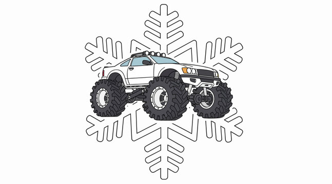 off road monster truck in snowflake