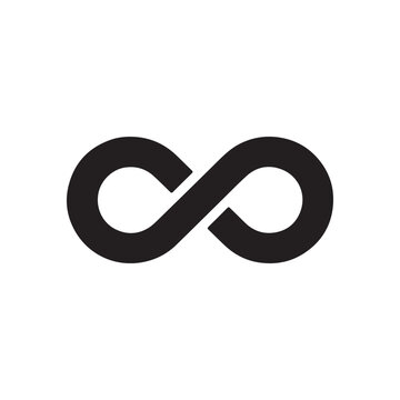 black infinite symbol icon representing eternity and endless loops