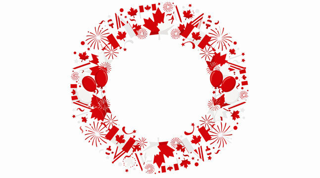 red fireworks circle frame isolated on white