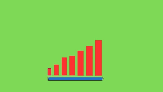 Business growth bar graph animation with rising financial chart.