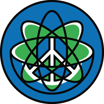 Vector illustration of a peace symbol combined with an atomic symbol for world peace