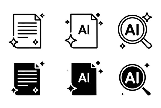 Ai icon set for artificial intelligence and machine learning design