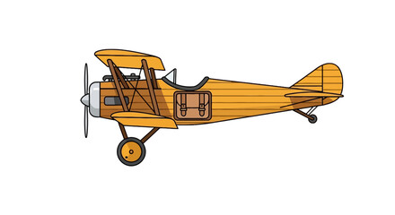 Vintage yellow biplane profile with satchel detail © Syahrul