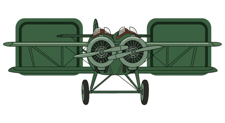 Front view of a vintage twin engine military biplane © Syahrul