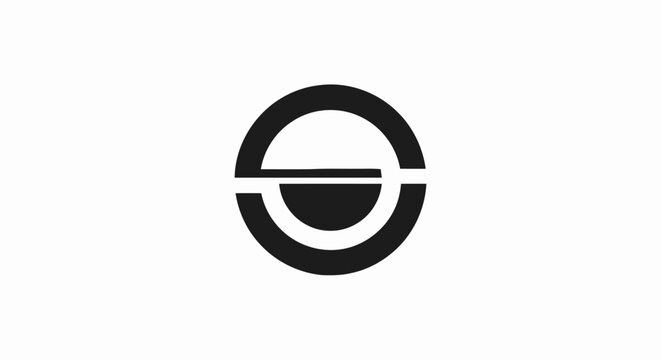 Minimalist black geometric circular logo icon isolated on white background.