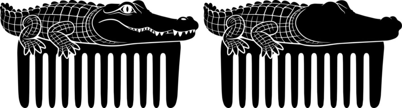 Black and white crocodile wide tooth combs