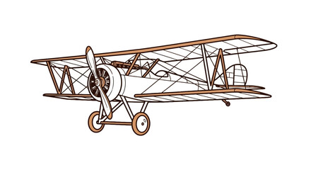 Antique biplane with propeller and double wings © hafis