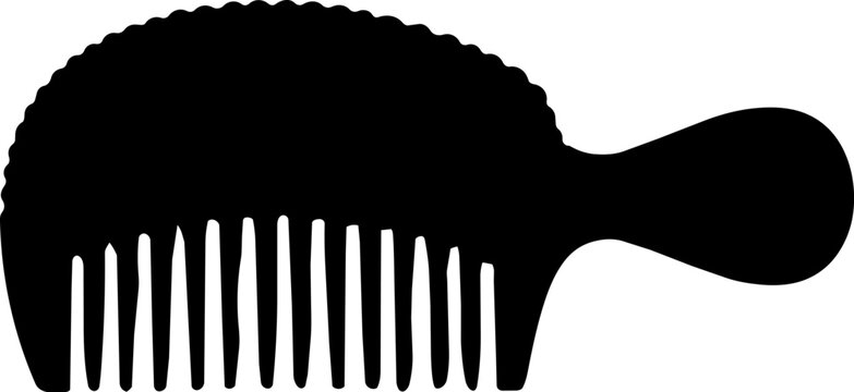 Black afro pick comb silhouette hair styling tool isolated on white
