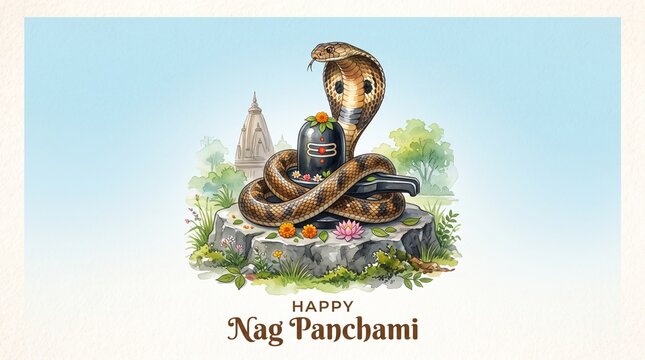Happy nag panchami background illustration design