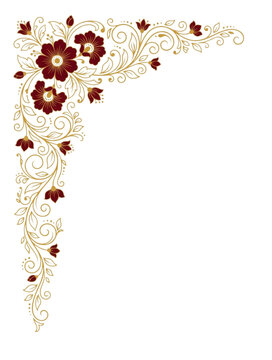 Traditional Red and Gold Floral Corner Ornament