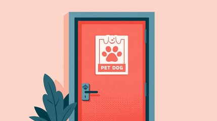 Plakat Door featuring a dog friendly sign indicates a welcoming environment for pets and their owners alike.