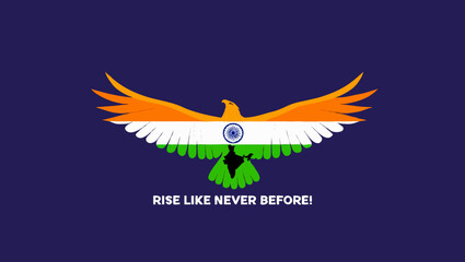 Fototapeta premium Eagle with indian flag colors soars high, rise like never before