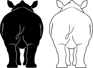 rhino back view silhouette set isolated on white background © salmamuth