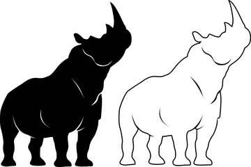 rhino silhouette isolated on white background © salmamuth