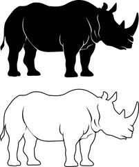 rhino vector set silhouette isolated on white background © salmamuth