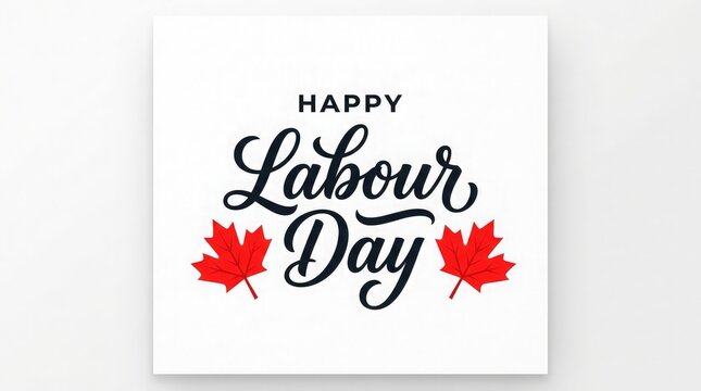 Happy labor day typography with maple leaves festive september holiday greeting for canadian celebrations