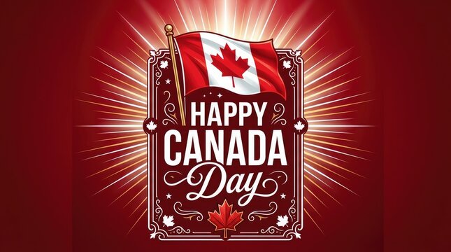 Canada day celebration graphic with national flag and festive typography for patriotic events
