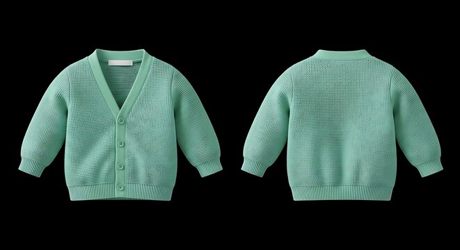 mockup of a mint green color baby cardigan