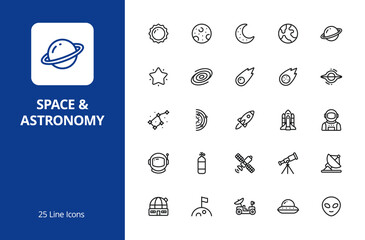 Space and Astronomy Line Icon Set © hillvector