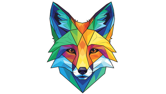 Geometric colorful low poly fox head vector illustration for outdoor billboard