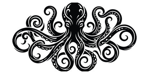 Black octopus illustration on white © MDANISUR