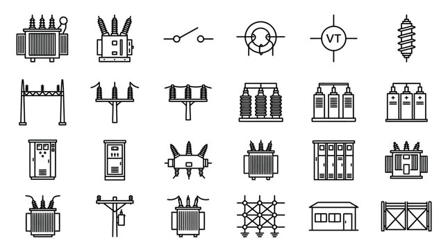 Electrical Substation Icon Set