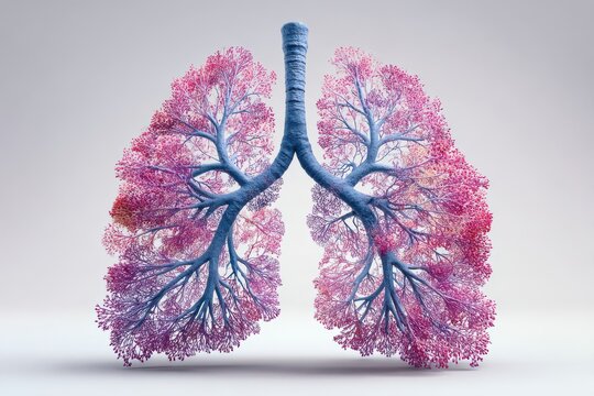 Human lungs anatomy illustration detailed branching airways medical visualization respiratory system concept