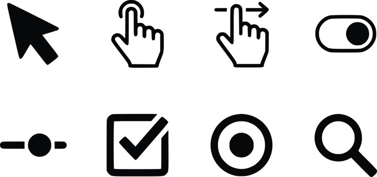 Set of black user interface icons for web and mobile apps