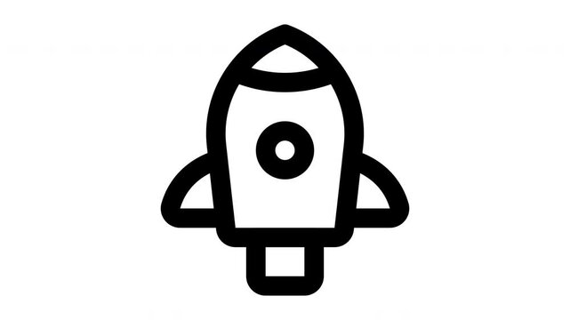rocket animated Line Icons Premium 4K, Modern Minimal Outline Motion Graphics Collection