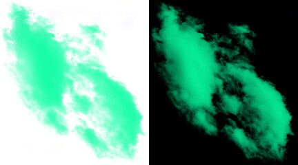Teal green smoke clouds on white and black backgrounds, ethereal mint vapor texture, abstract turquoise nebula mist for graphic design overlays © Anamul