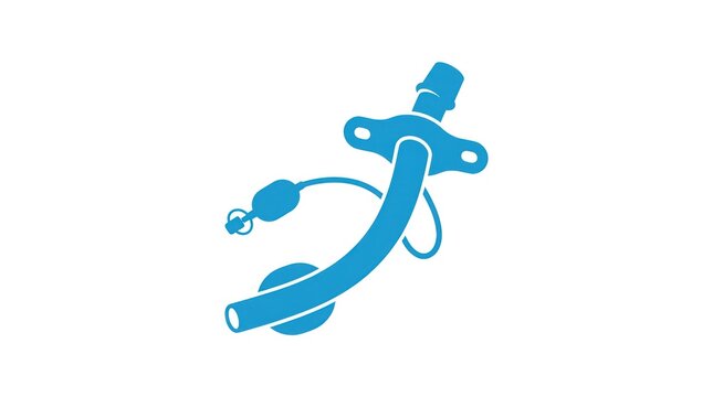 Tracheostomy tube icon, medical equipment, respiratory support, vector illustration.