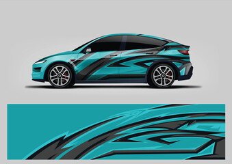 Turquoise Abstract Sport Vehicle Wrap Vector © Lancar