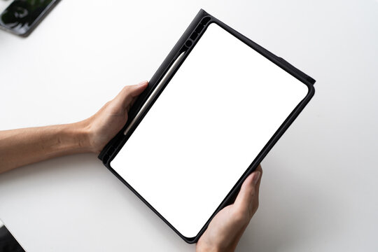 Minimal vertical tablet concept representing modern digital lifestyle and smart technology