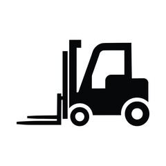 Naklejka premium Forklift Silhouette Icon On White Background Simple Industrial Illustration