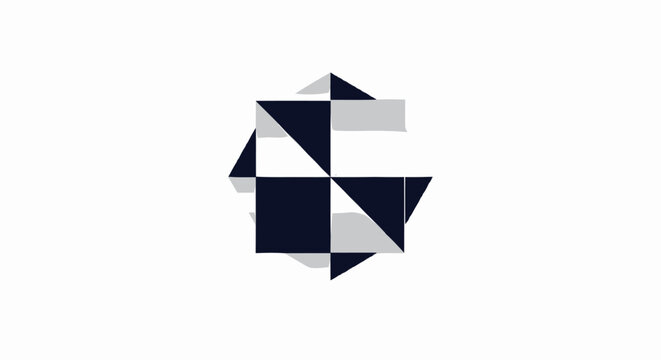 Modern geometric letter G logo icon composed of black and grey triangles on a white background.