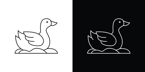 Fototapeta premium Minimalist Duck Floating on Water Icon Set Featuring Simple Linear Bird Illustrations for Nature and Wildlife Design Projects